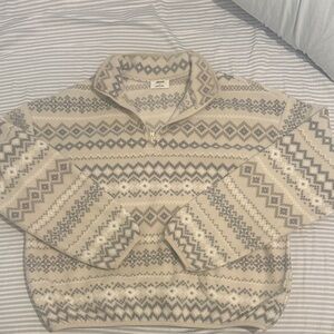 Ardene Beige and Gray Zip-Up Sweater